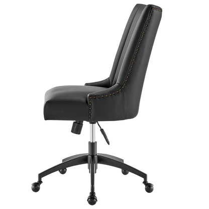 Empower Channel Tufted Vegan Leather Office Chair, Faux Vegan Leather, Black, 20280