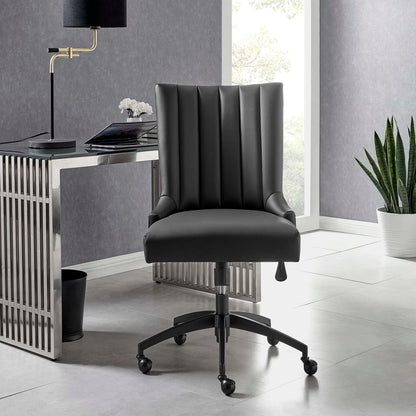 Empower Channel Tufted Vegan Leather Office Chair, Faux Vegan Leather, Black, 20280