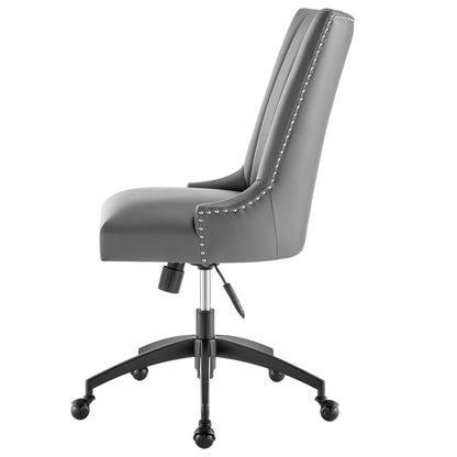 Empower Channel Tufted Vegan Leather Office Chair, Faux Vegan Leather, Black Grey Gray, 20281