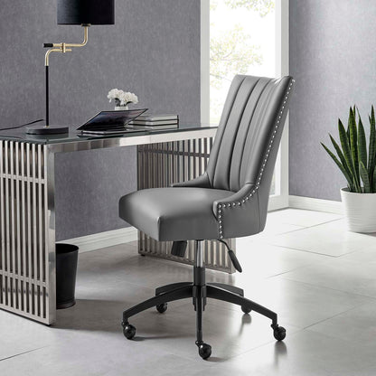 Empower Channel Tufted Vegan Leather Office Chair, Faux Vegan Leather, Black Grey Gray, 20281