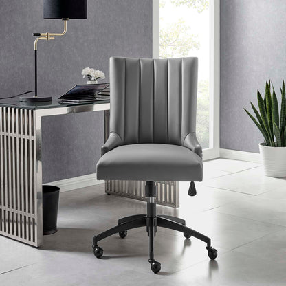 Empower Channel Tufted Vegan Leather Office Chair, Faux Vegan Leather, Black Grey Gray, 20281