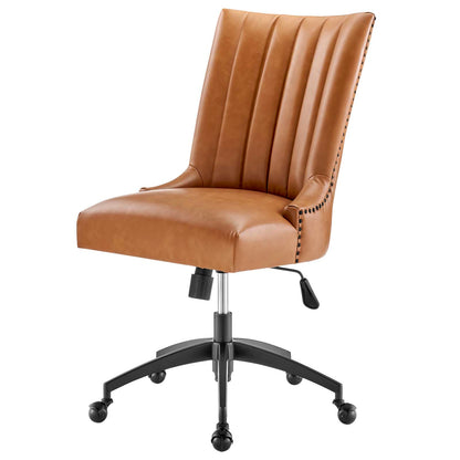 Empower Channel Tufted Vegan Leather Office Chair, Faux Vegan Leather, Black Tan, 20282