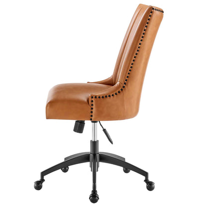 Empower Channel Tufted Vegan Leather Office Chair, Faux Vegan Leather, Black Tan, 20282