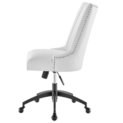 Empower Channel Tufted Vegan Leather Office Chair, Faux Vegan Leather, Black White, 20283