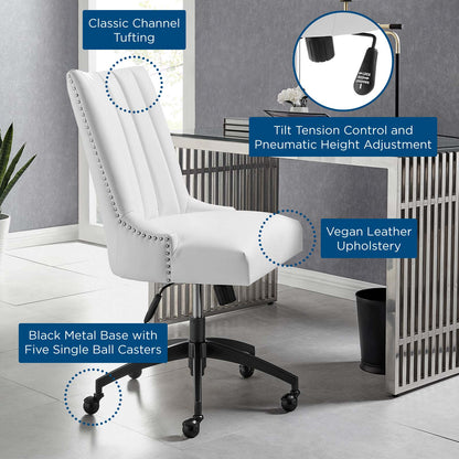 Empower Channel Tufted Vegan Leather Office Chair, Faux Vegan Leather, Black White, 20283
