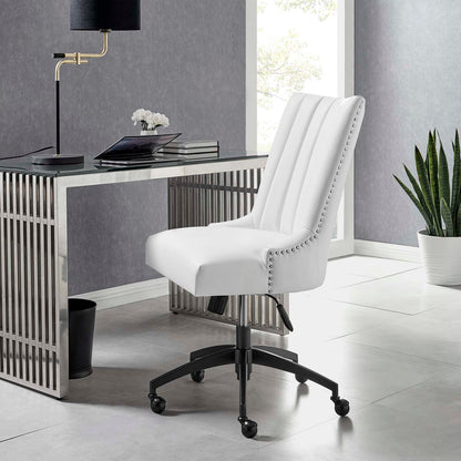 Empower Channel Tufted Vegan Leather Office Chair, Faux Vegan Leather, Black White, 20283