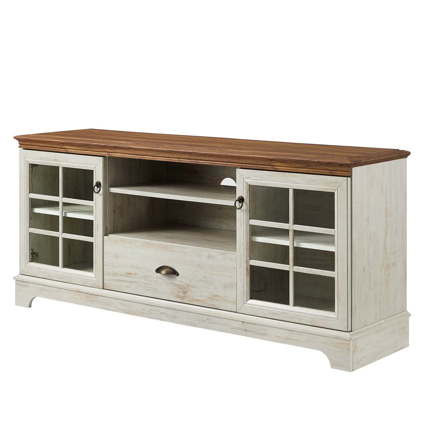 Pacific 59" TV Stand, Wood, Brown Walnut White, 20284