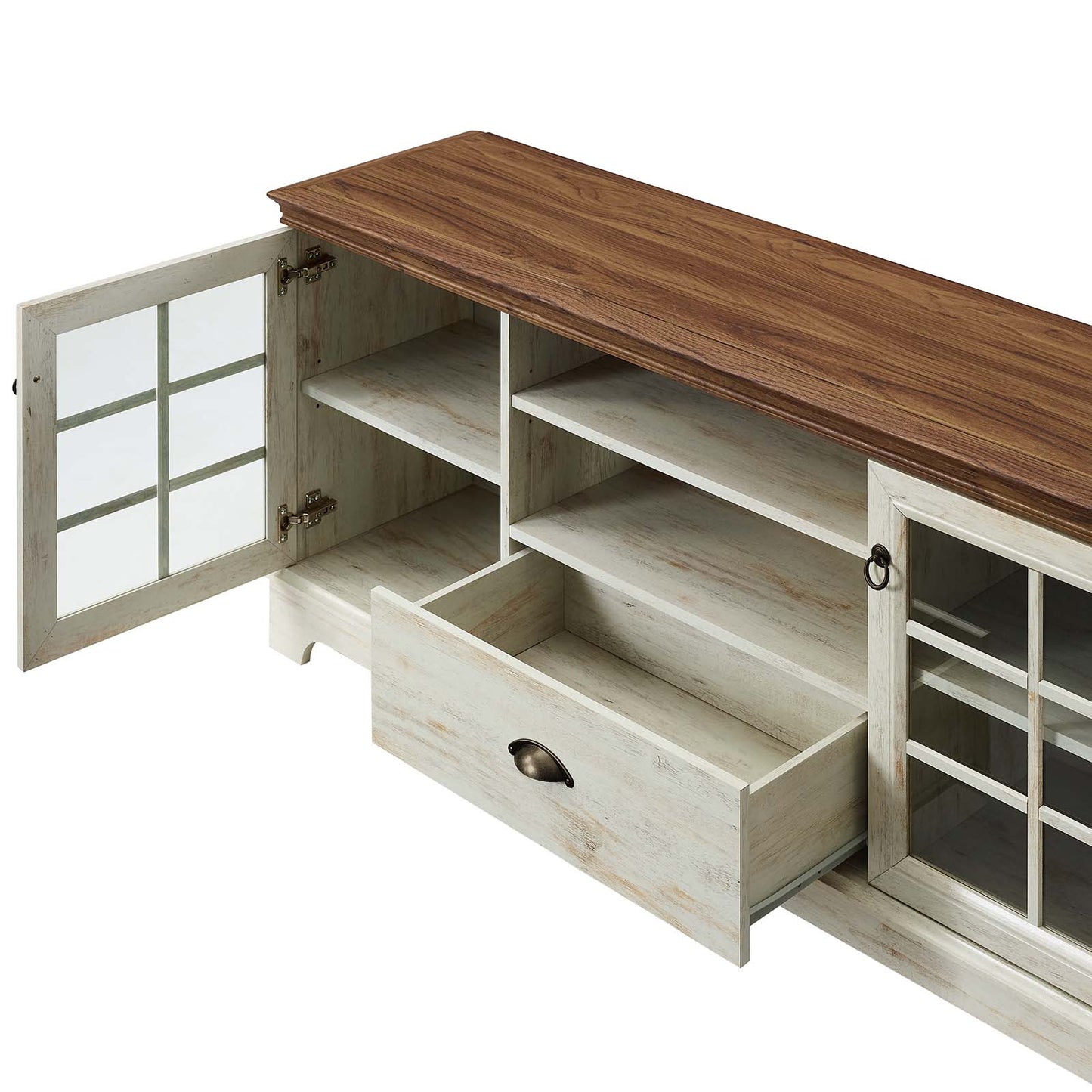 Pacific 59" TV Stand, Wood, Brown Walnut White, 20284
