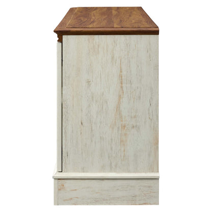 Pacific 59" TV Stand, Wood, Brown Walnut White, 20284