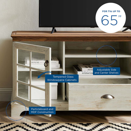 Pacific 59" TV Stand, Wood, Brown Walnut White, 20284