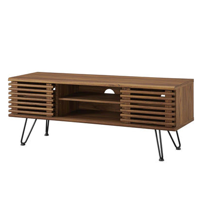 Render 46" Media Console TV Stand, Wood, Metal Steel, Brown Walnut, 20286