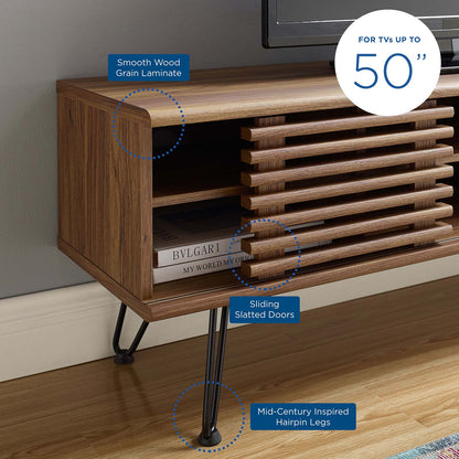 Render 46" Media Console TV Stand, Wood, Metal Steel, Brown Walnut, 20286