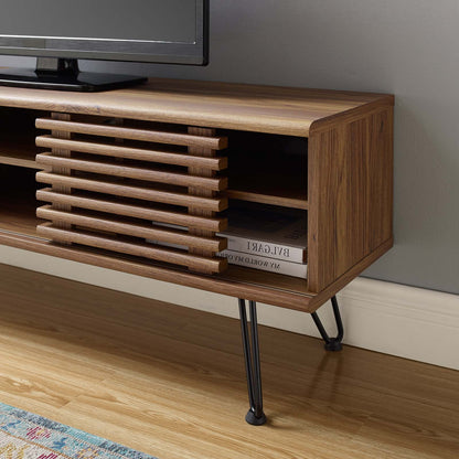 Render 46" Media Console TV Stand, Wood, Metal Steel, Brown Walnut, 20286