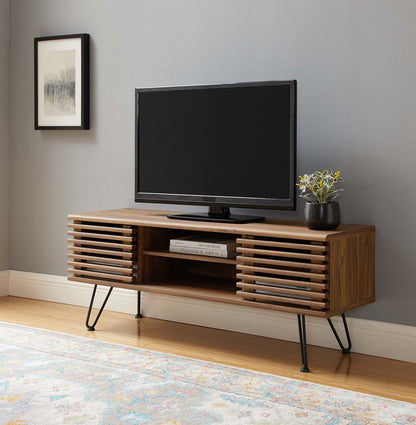 Render 46" Media Console TV Stand, Wood, Metal Steel, Brown Walnut, 20286