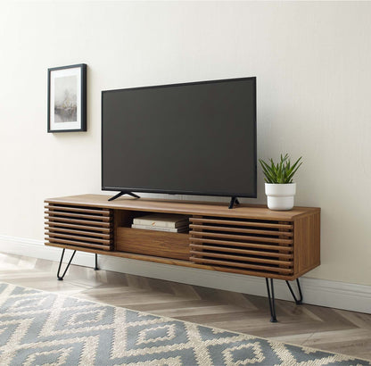 Render 59" Media Console TV Stand, Wood, Metal Steel, Brown Walnut, 20287