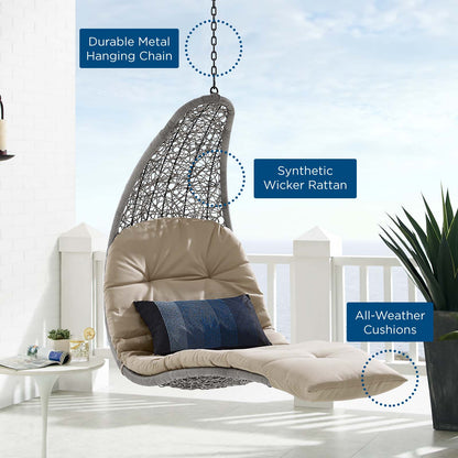 Landscape Outdoor Patio Hanging Chaise Lounge Outdoor Patio Swing Chair, Light Grey Gray Beige, 20288