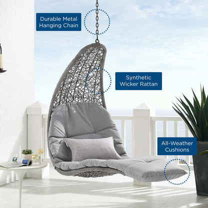 Landscape Outdoor Patio Hanging Chaise Lounge Outdoor Patio Swing Chair, Grey Gray, 20289