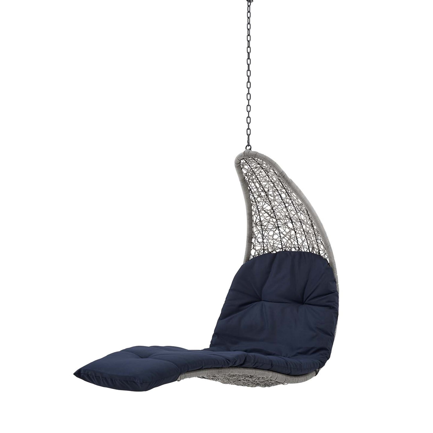 Landscape Outdoor Patio Hanging Chaise Lounge Outdoor Patio Swing Chair, Light Grey Gray Blue Navy, 20290