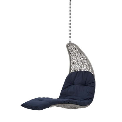 Landscape Outdoor Patio Hanging Chaise Lounge Outdoor Patio Swing Chair, Light Grey Gray Blue Navy, 20290