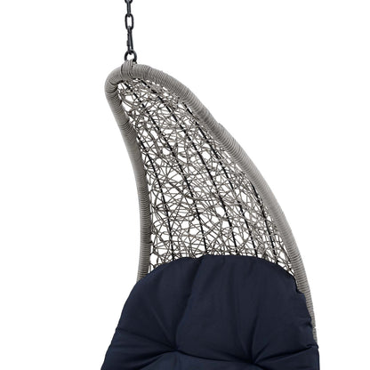Landscape Outdoor Patio Hanging Chaise Lounge Outdoor Patio Swing Chair, Light Grey Gray Blue Navy, 20290