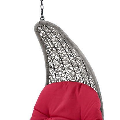 Landscape Outdoor Patio Hanging Chaise Lounge Outdoor Patio Swing Chair, Light Grey Gray Red, 20291