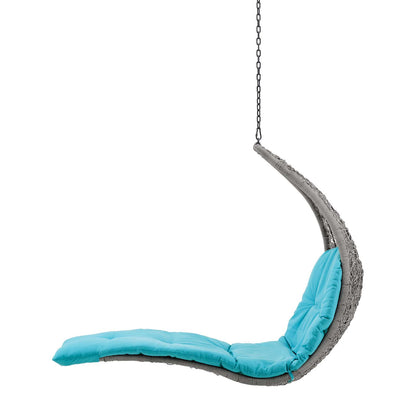 Landscape Outdoor Patio Hanging Chaise Lounge Outdoor Patio Swing Chair, Light Grey Gray Blue, 20292