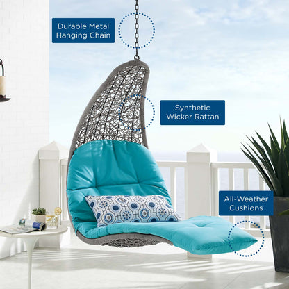 Landscape Outdoor Patio Hanging Chaise Lounge Outdoor Patio Swing Chair, Light Grey Gray Blue, 20292
