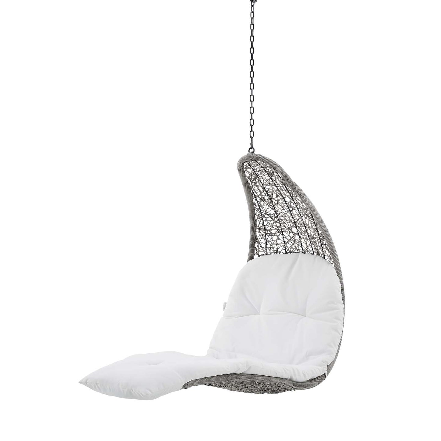 Landscape Outdoor Patio Hanging Chaise Lounge Outdoor Patio Swing Chair, Light Grey Gray White, 20293