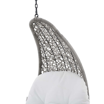Landscape Outdoor Patio Hanging Chaise Lounge Outdoor Patio Swing Chair, Light Grey Gray White, 20293