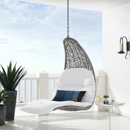 Landscape Outdoor Patio Hanging Chaise Lounge Outdoor Patio Swing Chair, Light Grey Gray White, 20293