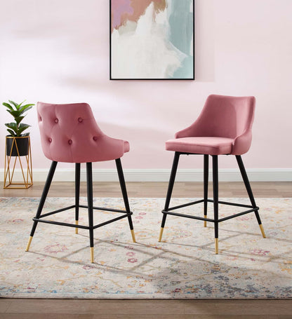 Adorn Performance Velvet Counter Stool Set of 2, Velvet, Pink, 20295