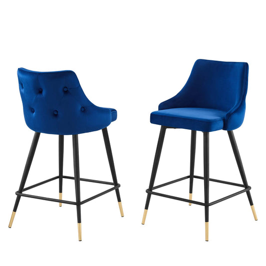 Adorn Performance Velvet Counter Stool Set of 2, Velvet, Blue Navy, 20297