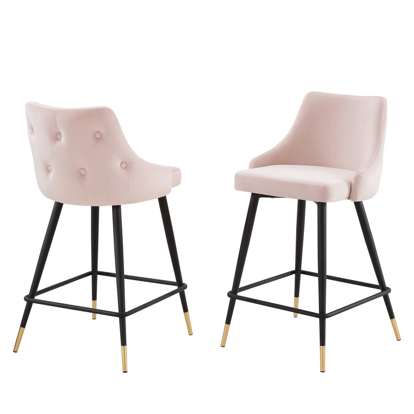 Adorn Performance Velvet Counter Stool Set of 2, Velvet, Pink, 20298
