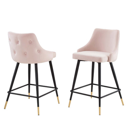 Adorn Performance Velvet Counter Stool Set of 2, Velvet, Pink, 20298