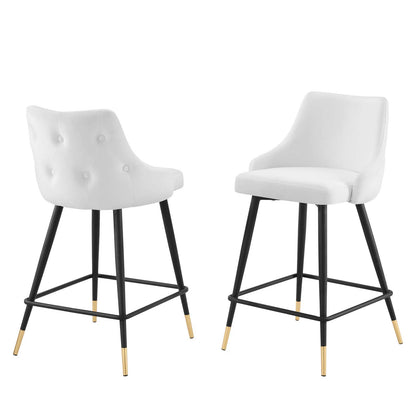 Adorn Performance Velvet Counter Stool Set of 2, Velvet, White, 20299
