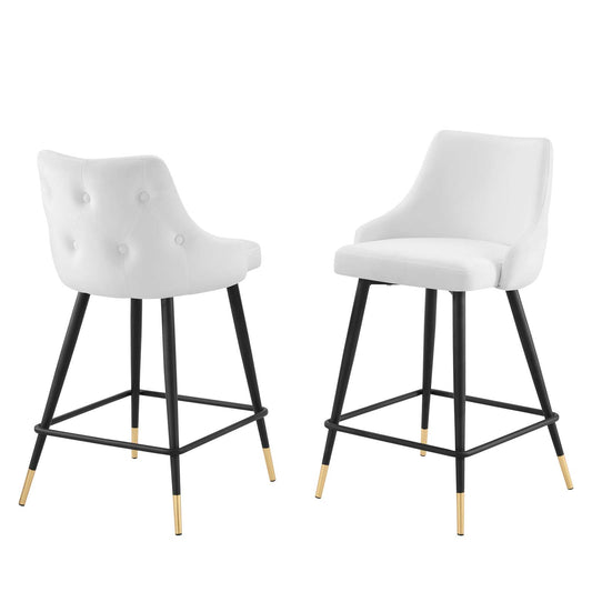 Adorn Performance Velvet Counter Stool Set of 2, Velvet, White, 20299