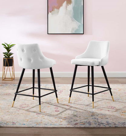 Adorn Performance Velvet Counter Stool Set of 2, Velvet, White, 20299