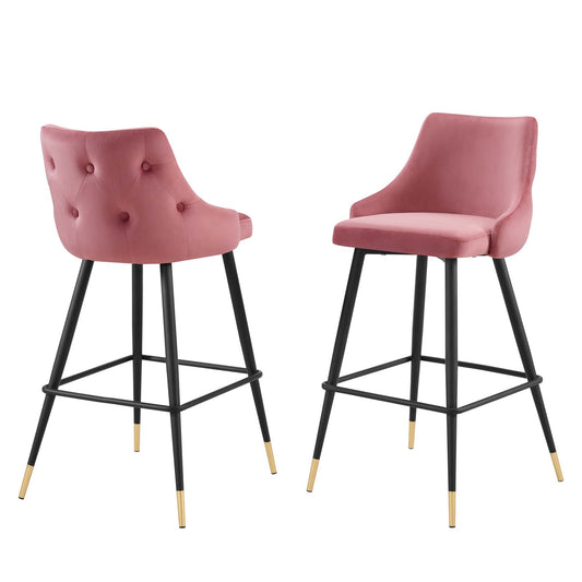 Adorn Performance Velvet Bar Stool Set of 2, Velvet, Pink, 20300