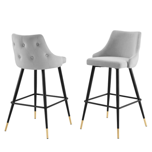 Adorn Performance Velvet Bar Stool Set of 2, Velvet, Light Grey Gray, 20301