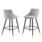 Adorn Performance Velvet Bar Stool Set of 2, Velvet, Light Grey Gray, 20301