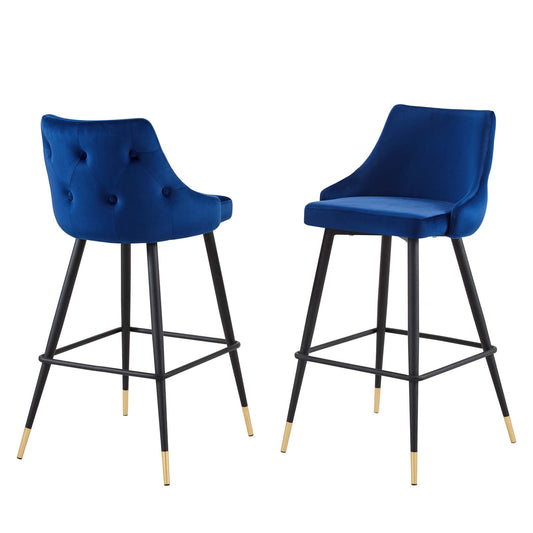 Adorn Performance Velvet Bar Stool Set of 2, Velvet, Blue Navy, 20302