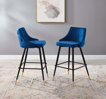 Adorn Performance Velvet Bar Stool Set of 2, Velvet, Blue Navy, 20302