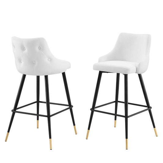 Adorn Performance Velvet Bar Stool Set of 2, Velvet, White, 20304
