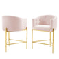 Savour Tufted Performance Velvet Counter Stool Set of 2, Velvet, Metal Steel, Pink, 20308