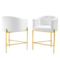 Savour Tufted Performance Velvet Counter Stool Set of 2, Velvet, Metal Steel, White, 20309