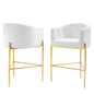 Savour Tufted Performance Velvet Bar Stool Set of 2, Velvet, Metal Steel, White, 20314