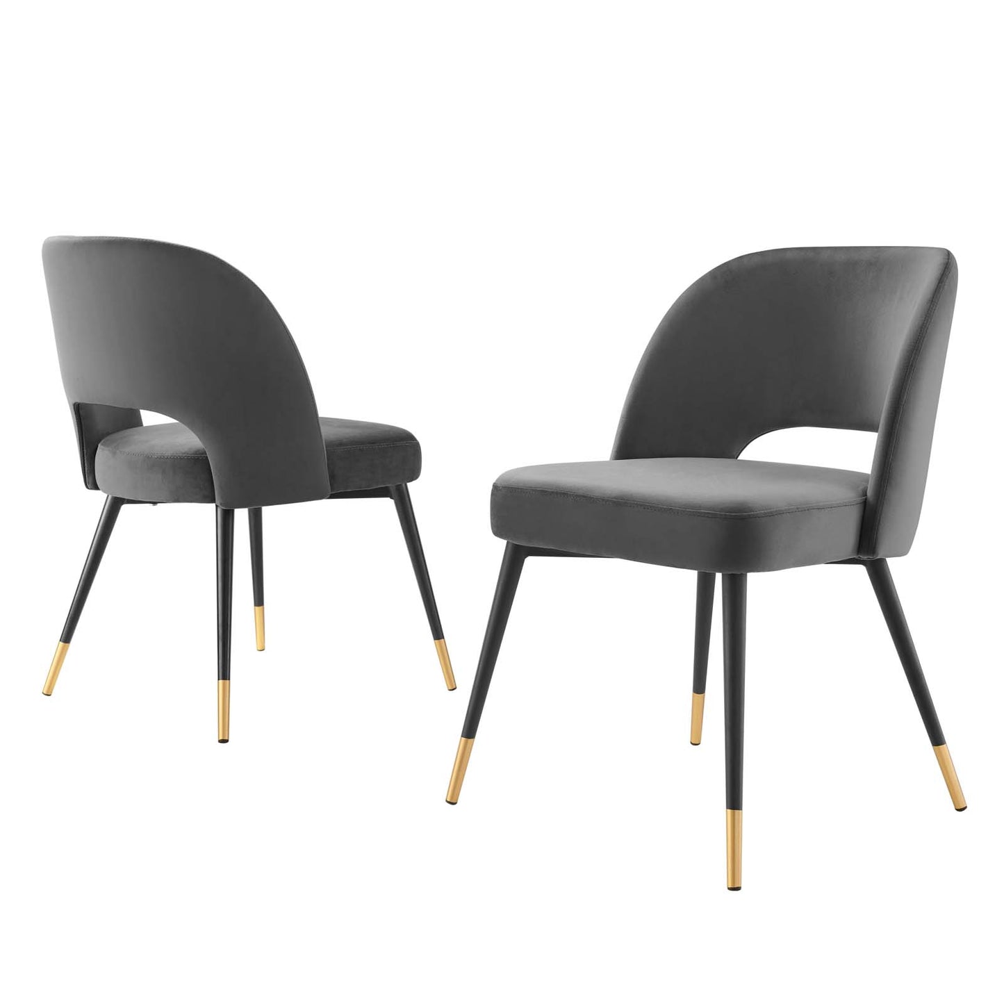 Rouse Performance Velvet Dining Side Chairs - Set of 2, Velvet, Dark Grey Gray, 20316