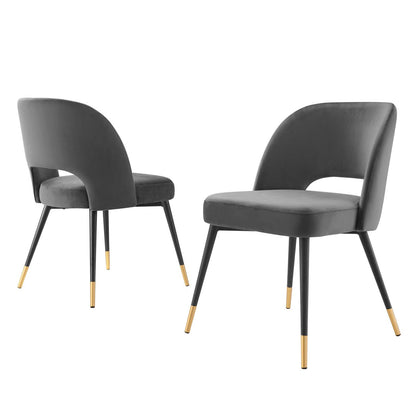 Rouse Performance Velvet Dining Side Chairs - Set of 2, Velvet, Dark Grey Gray, 20316