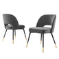 Rouse Performance Velvet Dining Side Chairs - Set of 2, Velvet, Dark Grey Gray, 20316