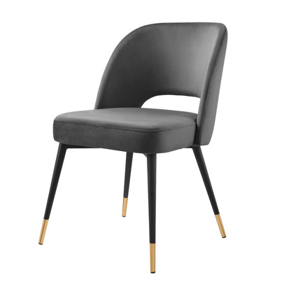Rouse Performance Velvet Dining Side Chairs - Set of 2, Velvet, Dark Grey Gray, 20316
